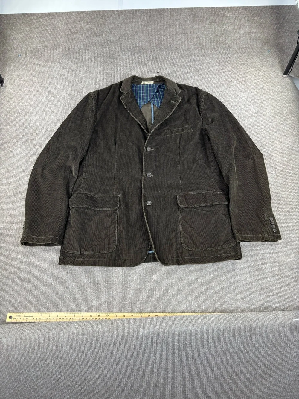 J Crew Rivington Sport Coat Blazer Mens XL Brown Corduroy Jacket Vintage Fall 08